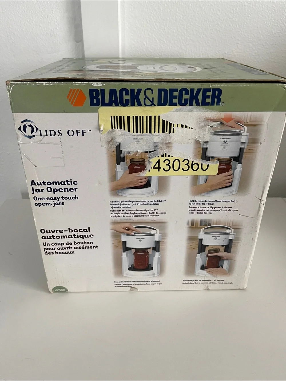 Black & Decker Lids Off Automatic Jar Opener JW200 White New Open Box Electric
